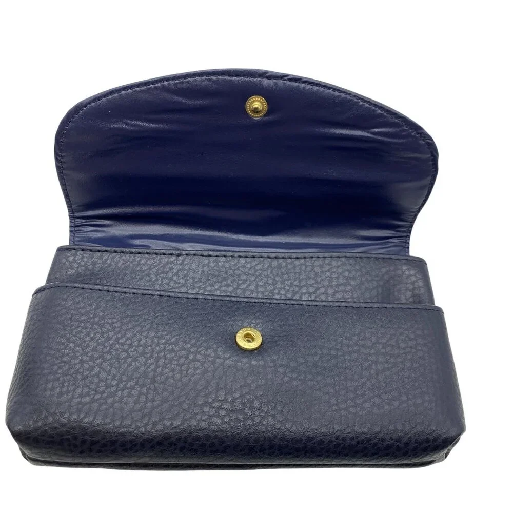 Tan Sac Vegan leather wallet change‎ purse check book cover blue VTG vegan